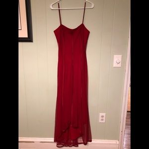 Red maxi/3/4 length speghetti strap dress.